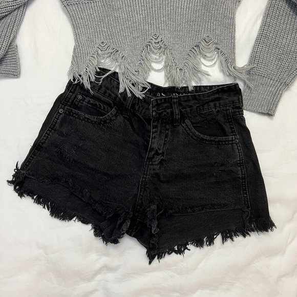 Vanilla Star Pants - Vanilla Star Black Denim Jean Shorts, Size 3 Juniors